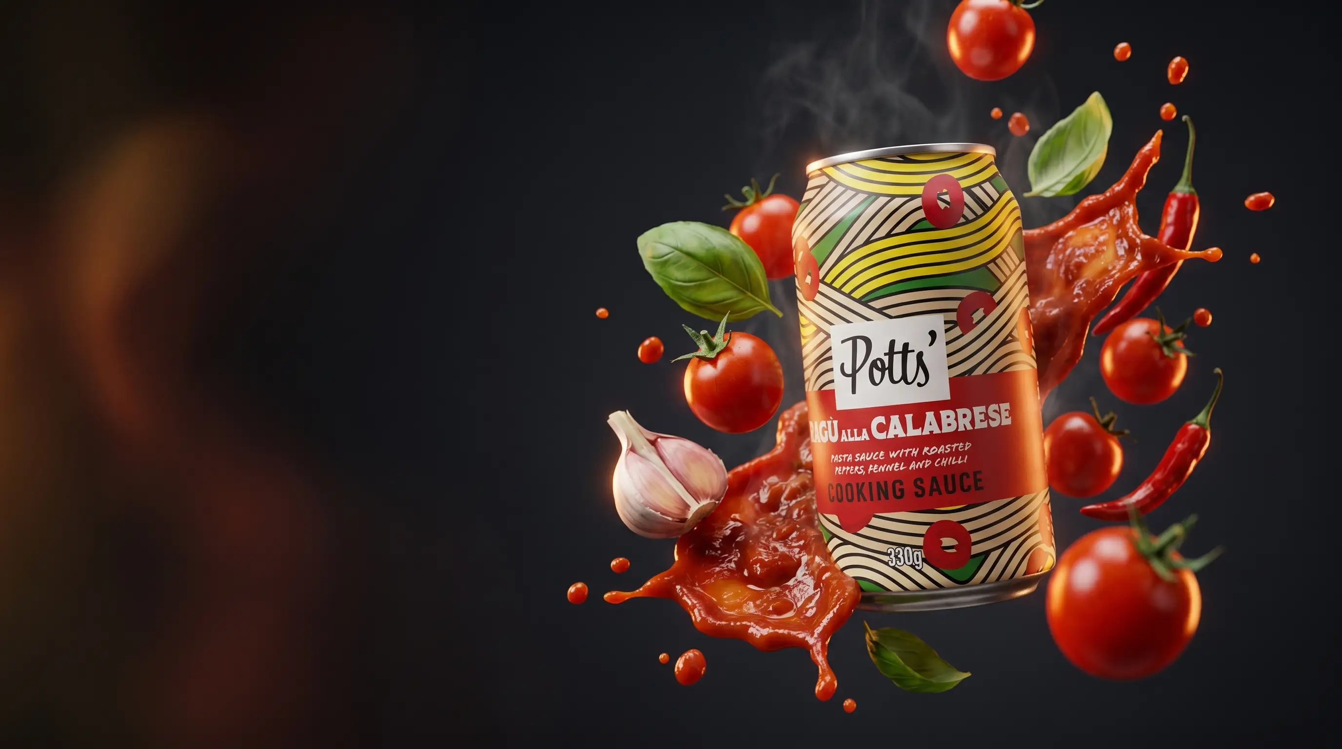 Potts' Ragù alla Calabrese can bursting with tomatoes, basil, garlic and chilli